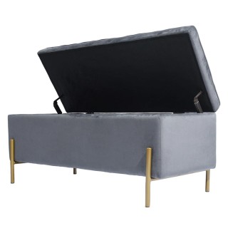 BAKAJI  Κασετίνα Πουφ Αποθηκευτικός Πάγκος Σκαμπό Υποπόδιο από Γκρι...