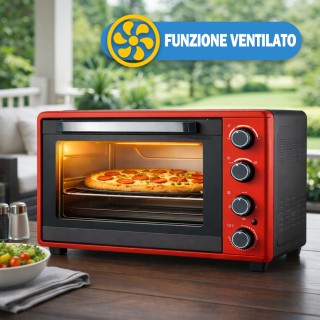 BAKAJI Ηλεκτρικός Αερόθερμος Φούρνος 52L Κόκκινος 2000W με Ταψί και...