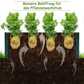 Costway  Πράσινο Ορθογώνιο Μεταλλικό Υπερυψωμένο Παρτέρι για Λαχανι...