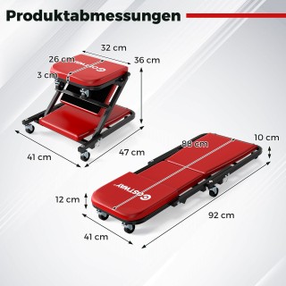 Costway 2 σε 1 Τροχήλατο Εργαστήριο με 6 Ρόδες & Επενδεδυμένο Κάθισ...