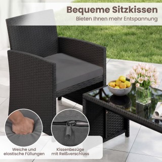 Costway Σετ κήπου 4 τεμαχίων από ρατάν με διθέσιο καναπέ και τραπεζ...