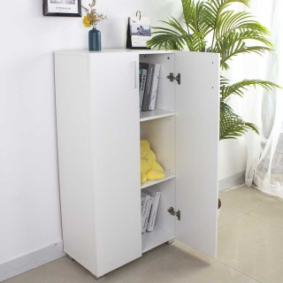 BAKAJI Μοντέρνα Λευκή Ντουλάπα 3 Ραφιών με Διπλές Πόρτες 115x60x31 ...