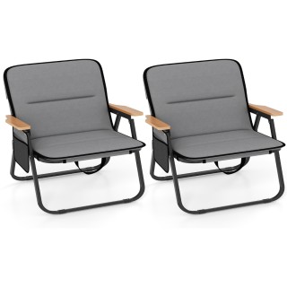 Costway Πτυσσόμενες Καρέκλες Κάμπινγκ με Ρυθμιζόμενη Πλάτη και Αφαι...