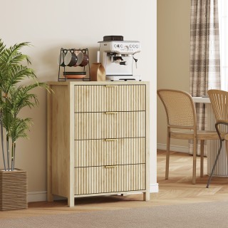 HOMCOM Συρταριέρα με 4 αυλακωτά συρτάρια και χρυσές λαβές, 70x38x93... HOMCOM Συρταριέρα με 4 αυλακωτά συρτάρια και χρυσές λαβές, 70x38x93...