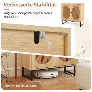 Costway Σταθερός Ντουλάπι Ρατάν με Ρυθμιζόμενο Ράφι και Μεταλλικά Π...