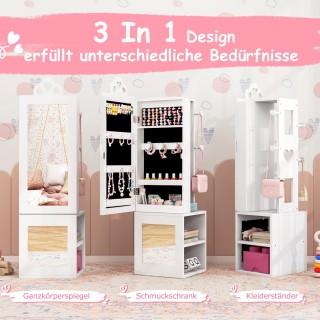 Costway Παιδική Ντουλάπα Κοσμημάτων με Καθρέφτη και Κρεμάστρα 3-σε-...
