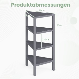 Costway Γωνιακή βιβλιοθήκη 4 επιπέδων με ανοιχτά ράφια, ελεύθερης τ...