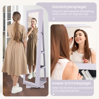 Costway Ντουλάπα Κοσμημάτων με Ολόσωμο Καθρέφτη και Ενσωματωμένο Κα...