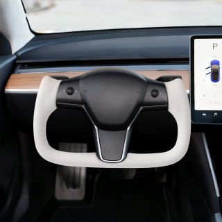 VEVOR Τιμόνι Carbon Fiber D-Shape Θερμαινόμενο, Δερμάτινη Αντιολισθ...