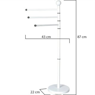 BAKAJI Λευκή Σταθερή Κρεμάστρα Μπάνιου με 3 Περιστρεφόμενους Βραχίο...