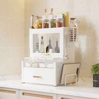 BAKAJI Ράφι Ντουλάπι Οργανωτής Μπαχαρικών με Βιτρίνα και Συρτάρι Λε...