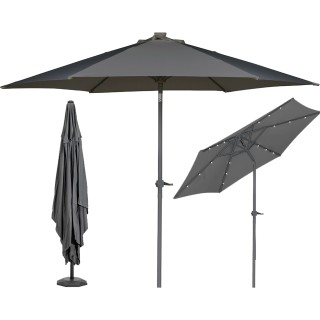 BAKAJI Γκρι Ομπρέλα Κήπου με 18 LED και Κεντρικό Πάσσαλο για Εξωτερ... BAKAJI Γκρι Ομπρέλα Κήπου με 18 LED και Κεντρικό Πάσσαλο για Εξωτερ...