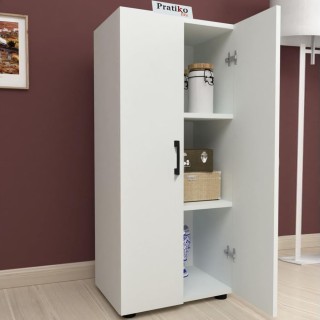 PRATIKO Πολυχρηστικό Έπιπλο με 2 Πόρτες και 3 Ράφια, Λευκό Ξύλο, Μ... PRATIKO Πολυχρηστικό Έπιπλο με 2 Πόρτες και 3 Ράφια, Λευκό Ξύλο, Μ...