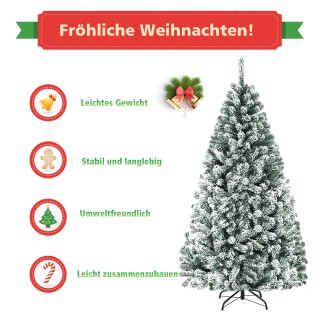 Costway Τεχνητό Χριστουγεννιάτικο Δέντρο 180cm με Χιόνι & Μεταλλική... Costway Τεχνητό Χριστουγεννιάτικο Δέντρο 180cm με Χιόνι & Μεταλλική...