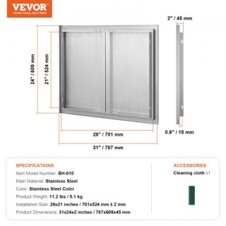 Πόρτα BBQ VEVOR 787x609 mm Διπλή Εξωτερική Κουζίνα Ανοξείδωτη SMAB... Πόρτα BBQ VEVOR 787x609 mm Διπλή Εξωτερική Κουζίνα Ανοξείδωτη SMAB...