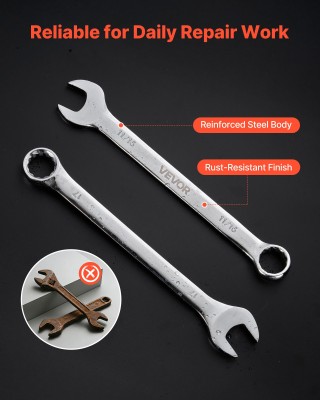 VEVOR Σετ Γερμανοπολύγωνα Κλειδιά 42 Τεμαχίων SAE & Metric, 12-Πόντ...