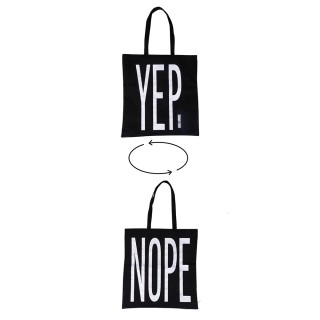 Villa dEste Home Μαύρη Τσάντα Αγορών Yes Nope σε Βαμβάκι 40x42.5cm ...