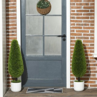 HOMCOM Σετ 2 ψεύτικα φυτά κυπαρισσιού με γλάστρες Ø12x16 cm, βρύα κ...