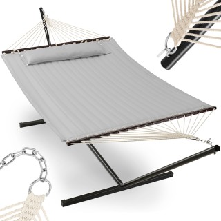 BAKAJI Βραζιλιάνικη Κρεμαστή Κούνια Κήπου Γκρι με Μαξιλάρι και Μετα...