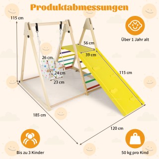Costway Μοντεσσόρι Σετ Αναρρίχησης 4 σε 1 με Βρεφική Κούνια, Πλατφό...