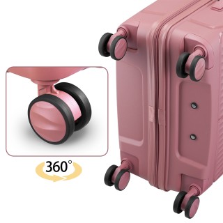 PROVITERA Σετ 3 Ροζ Σκληρές Βαλίτσες ABS 90-59-38L με Ρόδες Easy Ro...