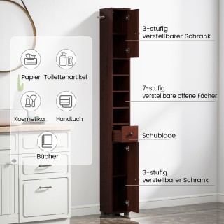 Costway Στενός Ντουλάπι Μπάνιου με 2 Πόρτες & 1 Συρτάρι & Ρυθμιζόμε... Costway Στενός Ντουλάπι Μπάνιου με 2 Πόρτες & 1 Συρτάρι & Ρυθμιζόμε...