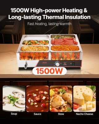 VEVOR Ηλεκτρικός Θερμαντήρας Τροφίμων 1500W με 6 Δοχεία - Ιδανικός ... VEVOR Ηλεκτρικός Θερμαντήρας Τροφίμων 1500W με 6 Δοχεία - Ιδανικός ...