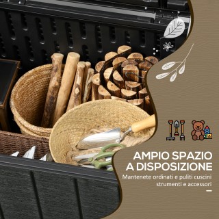 Outsunny Κουτί Κήπου 366L Εφέ Ξύλου από Πλαστικό, 122.4x62x64.5 cm,...