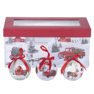 Galileo Σετ 14 Χριστουγεννιάτικες μπάλες 7,5 cm με φιόγκο από διογκ...