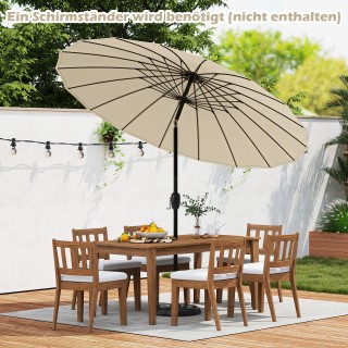 Costway  Ομπρέλα Κήπου με Κλείσιμο Μανιβέλας, Διάμετρος 258 εκ., Ρυ...