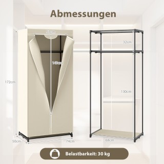 Costway Υφασμάτινη Ντουλάπα με Κρεμαστή Ράβδο & Ράφι Αναδίπλωσης, Μ... Costway Υφασμάτινη Ντουλάπα με Κρεμαστή Ράβδο & Ράφι Αναδίπλωσης, Μ...