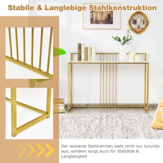 Costway  Κομψό Κονσόλα Τραπέζι με Επιφάνεια Τεχνητού Μαρμάρου και Χ...