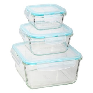 Τετράγωνα Γυάλινα Φαγητοδοχεία Σετ 3 Τεμαχίων με Μπλε Καπάκι 146593... Τετράγωνα Γυάλινα Φαγητοδοχεία Σετ 3 Τεμαχίων με Μπλε Καπάκι 146593...