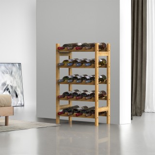 BAKAJI  Ραφιέρα Κρασιών από Φυσικό Μπαμπού με 20 Θέσεις για Μπουκάλ...