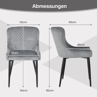 Costway Σετ 2 Καρέκλες Τραπεζαρίας με Πλάτη και Μεταλλικά Πόδια, Επ...