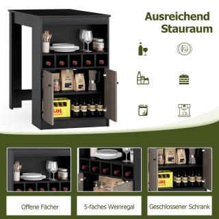 Costway Μαύρο Μπαρ Κουζίνας με Ράφια Κρασιού και Ανοιχτούς Χώρους γ... Costway Μαύρο Μπαρ Κουζίνας με Ράφια Κρασιού και Ανοιχτούς Χώρους γ...