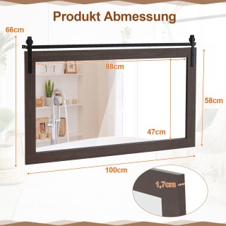 Costway Ρουστίκ ορθογώνιος καθρέφτης με ξύλινο πλαίσιο σε σκούρο κα... Costway Ρουστίκ ορθογώνιος καθρέφτης με ξύλινο πλαίσιο σε σκούρο κα...