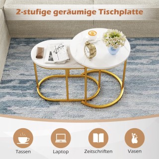 Costway Σετ 2 Τραπεζάκια Καφέ με Μαρμάρινη Όψη και Χρυσά Μεταλλικά ... Costway Σετ 2 Τραπεζάκια Καφέ με Μαρμάρινη Όψη και Χρυσά Μεταλλικά ...
