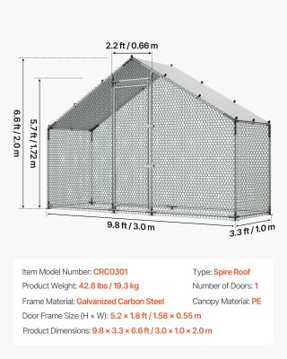 VEVOR Μεταλλικό Κοτέτσι 3x1x2μ με Αδιάβροχο Κάλυμμα και Στιβαρή Κατ... VEVOR Μεταλλικό Κοτέτσι 3x1x2μ με Αδιάβροχο Κάλυμμα και Στιβαρή Κατ...