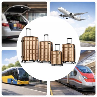 PROVITERA Σετ 4 Βαλίτσες Σκληρή Κατασκευή Τρόλεϊ Ταξιδιού Χρυσό με ...