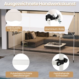 Costway Ρυθμιζόμενη Τέντα Μπαλκονιού Χωρίς Τρυπάνι με Χειροκίνητη Μ... Costway Ρυθμιζόμενη Τέντα Μπαλκονιού Χωρίς Τρυπάνι με Χειροκίνητη Μ...