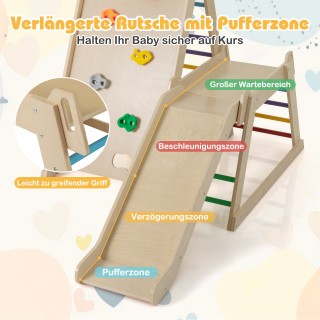 Costway 3 σε 1 Σκάλες & Τοιχοαναρρίχηση & Τσουλήθρα: Πολύχρωμο Κλει...