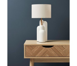 Ostaria Κεραμικό φωτιστικό βαμβακερό Dune λευκό χρυσό μπεζ -36934