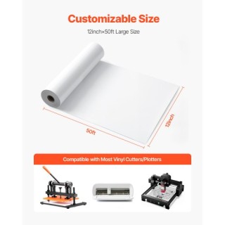 VEVOR Λευκός Γυαλιστερός Ρολός Θερμομεταφερόμενου Βινυλίου (304.8 x...