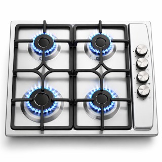 BAKAJI Εστία Μαγειρέματος από Ανοξείδωτο Ατσάλι και Μαντέμι με 4 Κα...