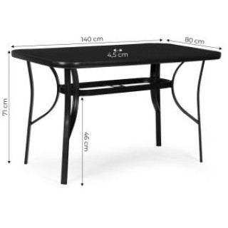 MultiGarden Τραπέζι Κήπου 140x80 εκ. με σκλήρο γυαλί, τρύπα για ομπ...