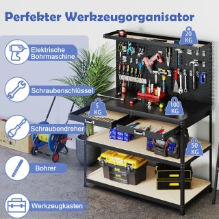 Costway Επαγγελματικός Πάγκος Εργασίας 121 x 61 cm με Μεταλλικό Σκε...
