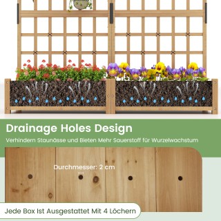 Costway Ζαρντινιέρα από ξύλο ελάτης με πέργκολα, στέγαστρο και πλέγ...