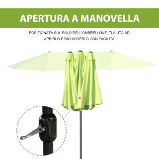 Ομπρέλα κήπου Outsunny με άνοιγμα μανιβέλας, ατσάλι και πολυεστέρας...
