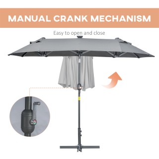 Outsunny Διπλή Ομπρέλα με Σταυρή Βάση και Ηλιακά Φώτα, 295x150x219c... Outsunny Διπλή Ομπρέλα με Σταυρή Βάση και Ηλιακά Φώτα, 295x150x219c...